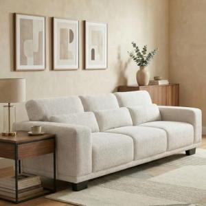 Cream White 89" Modern 3-Seater Sofa