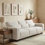 Cream White 89" Modern 3-Seater Sofa
