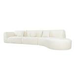 Beige Curved Sectional Sofa with Chaise & Pillows