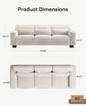 Cream White 89" Modern 3-Seater Sofa