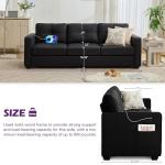 Mid-Century Modern 88" Faux Leather Sofa