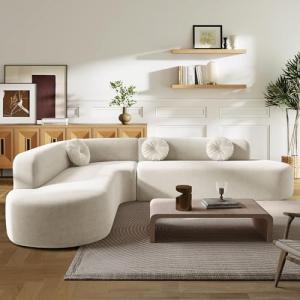 Curved Deep Seat Sectional Sofa with Cushions
