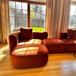 Tangerine Velvet Curved Back Modern Sofa