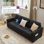 Mid-Century Modern 88" Faux Leather Sofa