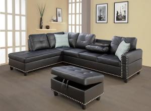 Modern 4-Seater Sectional Sofa with Chaise & Ottoman