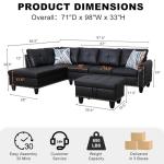 Modern 4-Seater Sectional Sofa with Chaise & Ottoman