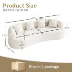 Cream White Curved Cloud Sofa with Pillows