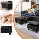 Modern 4-Seater Sectional Sofa with Chaise & Ottoman