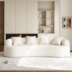 Cream White Curved Cloud Sofa with Pillows
