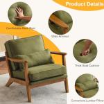 Green Mid-Century Accent Chair with Lumbar Pillow