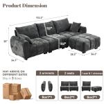 112" Modern L-Shaped Couch with Movable Ottoman