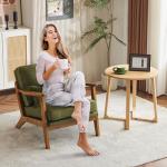 Green Mid-Century Accent Chair with Lumbar Pillow