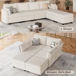 Beige 6-Seat Modular Sectional Sofa with Storage