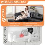 Modern 4-Seater Sectional Sofa with Chaise & Ottoman