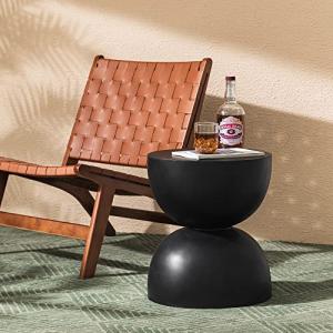 Modern Round Outdoor Side Table in Black