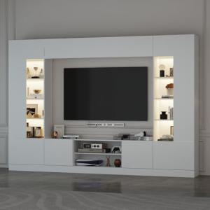 Romshine 114" Modern White Entertainment Center