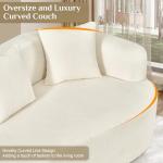 Cream White Curved Cloud Sofa with Pillows