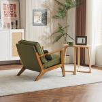 Green Mid-Century Accent Chair with Lumbar Pillow