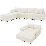 Beige 6-Seat Modular Sectional Sofa with Storage
