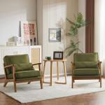 Green Mid-Century Accent Chair with Lumbar Pillow