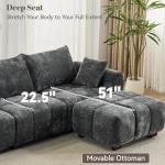 112" Modern L-Shaped Couch with Movable Ottoman
