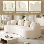 Cream White Curved Cloud Sofa with Pillows