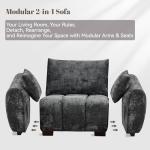 112" Modern L-Shaped Couch with Movable Ottoman