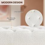 Ivory Upholstered Ottoman Bench with Gold Legs