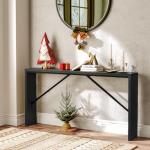 Sleek Black Console Table with Angled Metal Frame