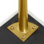 Ivory Upholstered Ottoman Bench with Gold Legs