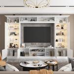 Woodtime White 114" Modern Wall Unit with Shelves