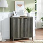 Midnight Oak Fluted Sideboard Storage Cabinet