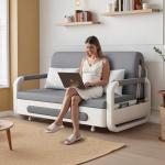 Pull-Out Sofa Daybed with Storage in Dark Grey