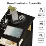 Black Nightstand with Charging Station and Storage