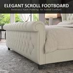 King Size Chenille Upholstered Sleigh Bed Frame