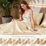 Beige Satin Sheet Set for Full Beds – 4 Pieces