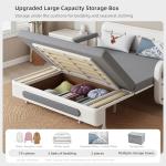 Pull-Out Sofa Daybed with Storage in Dark Grey