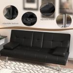 67" Modern Convertible Futon Sofa Bed with Cup Holders