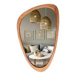 Asymmetrical Wood Wall Mirror for Modern Spaces 30”H