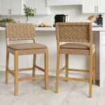 Cohen Mid-Century Leather Bar Stools, Set of 2
