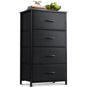 Black 4-Drawer Bedroom Dresser for Modern Spaces