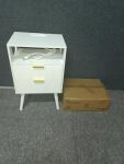 White Nightstand with Charging Station and LED Lights