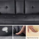 67" Modern Convertible Futon Sofa Bed with Cup Holders