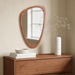 Asymmetrical Wood Wall Mirror for Modern Spaces 30”H