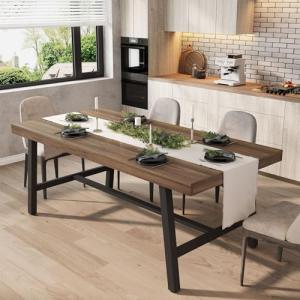 Industrial Dining Table for 6-8 People, Brown