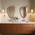 Asymmetrical Wood Wall Mirror for Modern Spaces 30”H