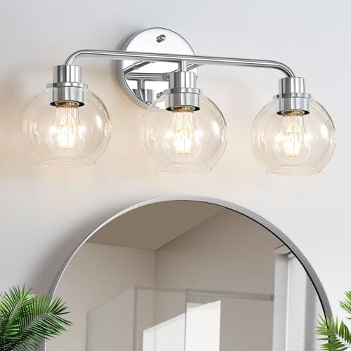 Chrome 3-Light Vanity Wall Sconce with Globe Shades