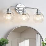 Chrome 3-Light Vanity Wall Sconce with Globe Shades