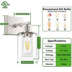 Brushed Nickel Wall Sconces Set with Glass Shades