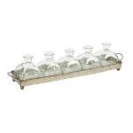 Iron Rectangle Tray with Handles and 5 Vases